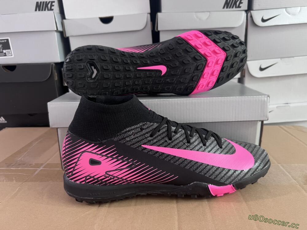 Unisex Nike Air Zoom Mercurial Superfly 10 Elite TF Artificial Turf High-Tops Football Shoes - Black/Pink