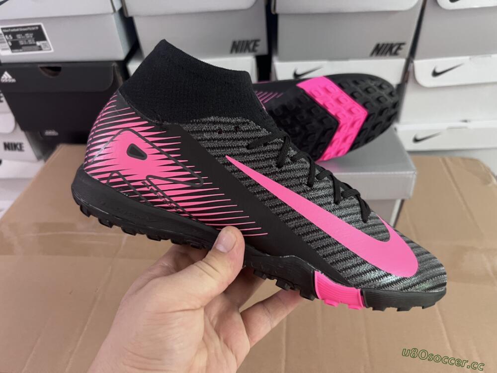 Unisex Nike Air Zoom Mercurial Superfly 10 Elite TF Artificial Turf High-Tops Football Shoes - Black/Pink
