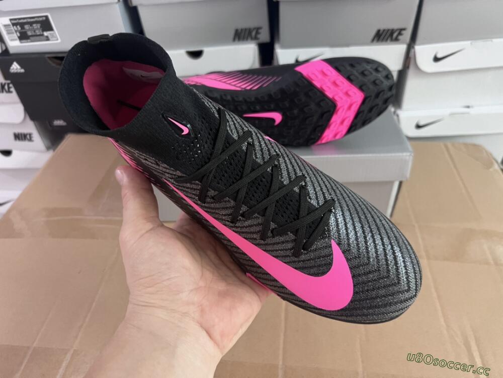 Unisex Nike Air Zoom Mercurial Superfly 10 Elite TF Artificial Turf High-Tops Football Shoes - Black/Pink