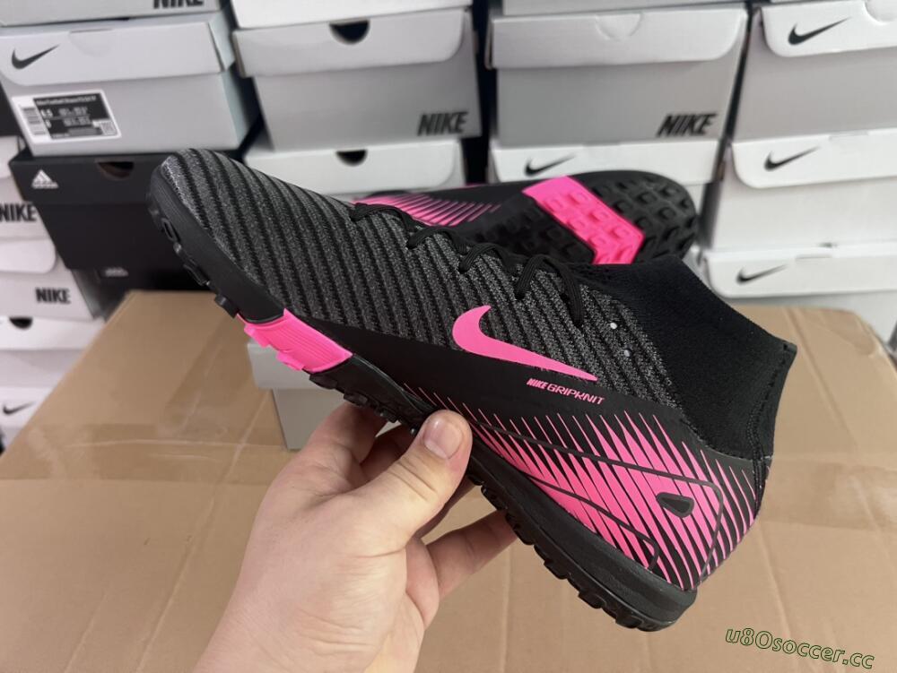 Unisex Nike Air Zoom Mercurial Superfly 10 Elite TF Artificial Turf High-Tops Football Shoes - Black/Pink