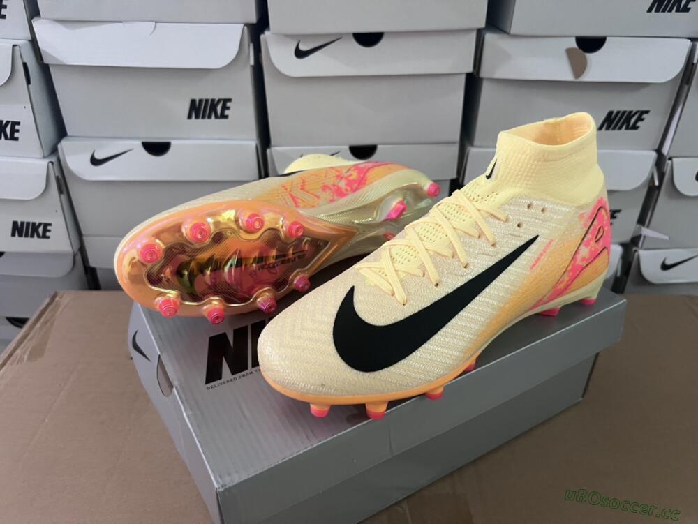 Unisex Nike Air Zoom Mercurial Superfly 10 Elite AG Artificial Grass High-Tops Football Boots - Yellow/Pink/Black
