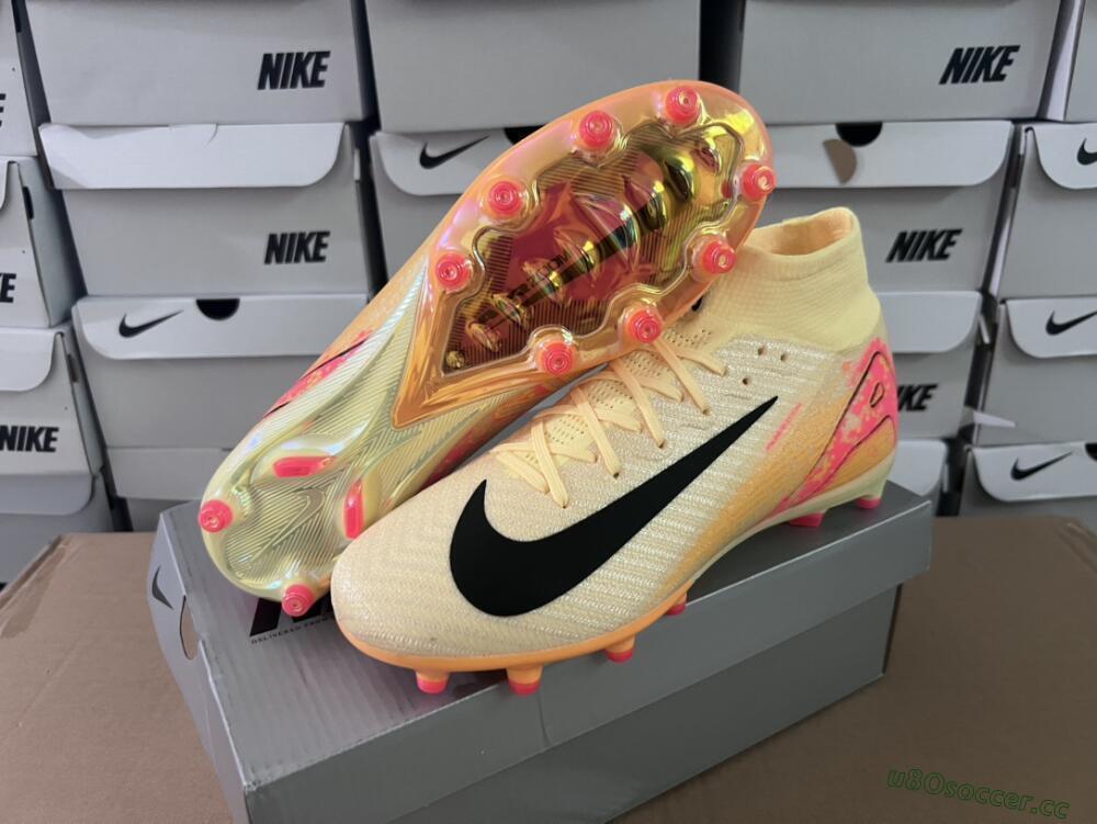 Unisex Nike Air Zoom Mercurial Superfly 10 Elite AG Artificial Grass High-Tops Football Boots - Yellow/Pink/Black