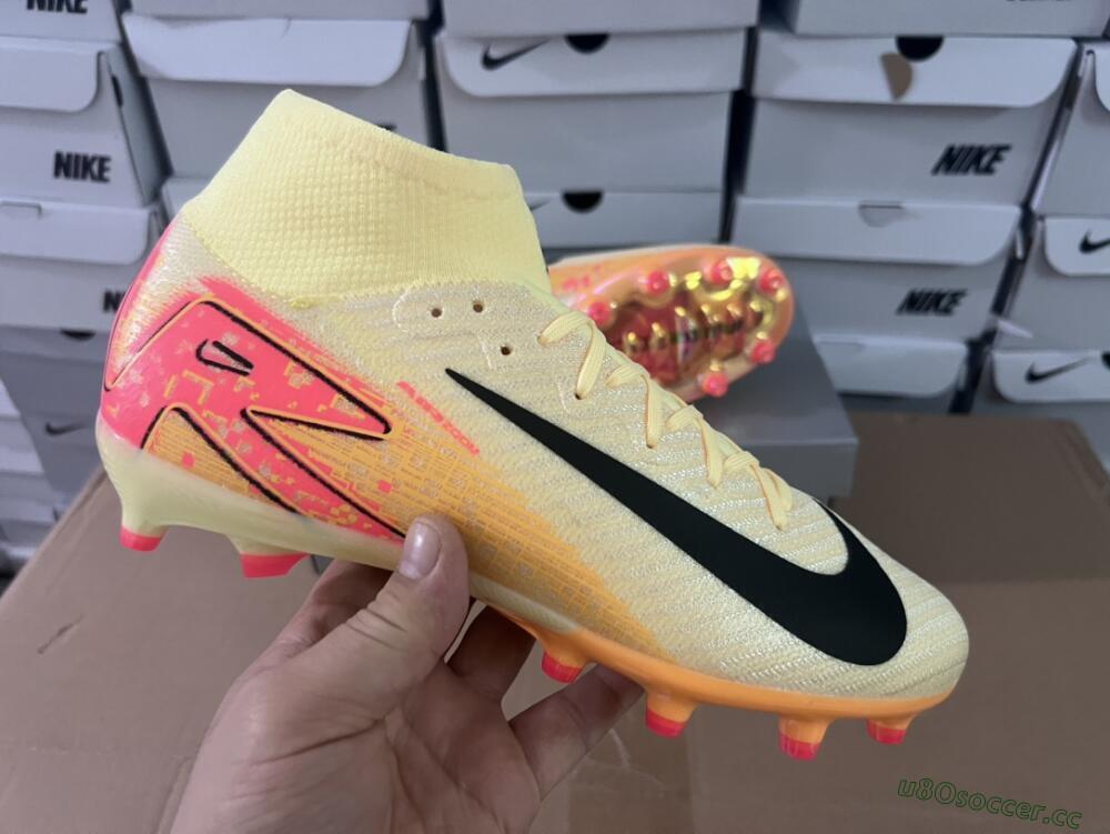 Unisex Nike Air Zoom Mercurial Superfly 10 Elite AG Artificial Grass High-Tops Football Boots - Yellow/Pink/Black