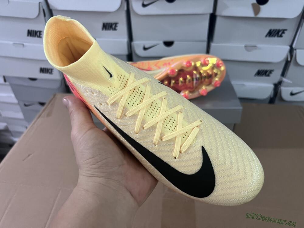 Unisex Nike Air Zoom Mercurial Superfly 10 Elite AG Artificial Grass High-Tops Football Boots - Yellow/Pink/Black
