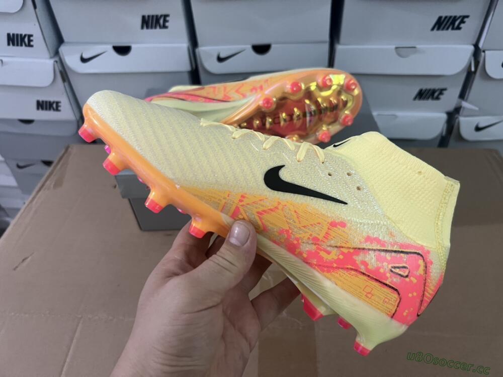 Unisex Nike Air Zoom Mercurial Superfly 10 Elite AG Artificial Grass High-Tops Football Boots - Yellow/Pink/Black