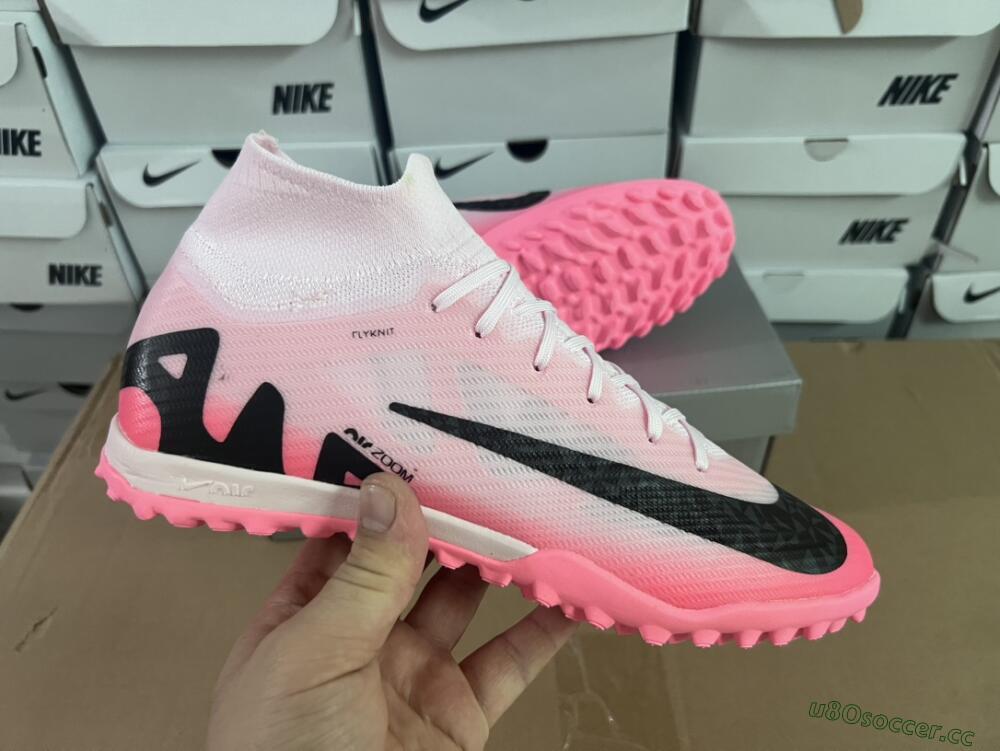 Unisex Nike Air Zoom Mercurial Superfly 9 Elite TF Artificial Turf High-Tops Football Boots - Pink/Pink/Black