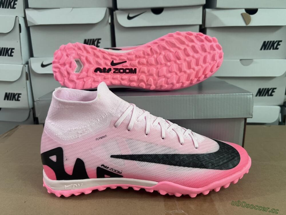 Unisex Nike Air Zoom Mercurial Superfly 9 Elite TF Artificial Turf High-Tops Football Boots - Pink/Pink/Black