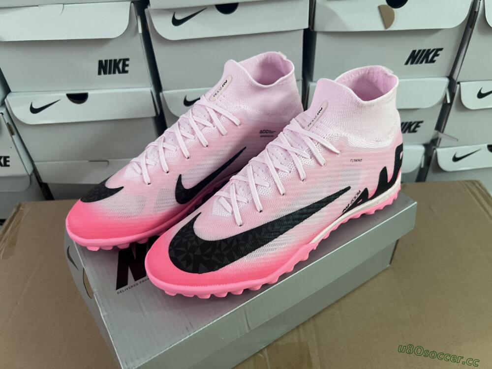 Unisex Nike Air Zoom Mercurial Superfly 9 Elite TF Artificial Turf High-Tops Football Boots - Pink/Pink/Black