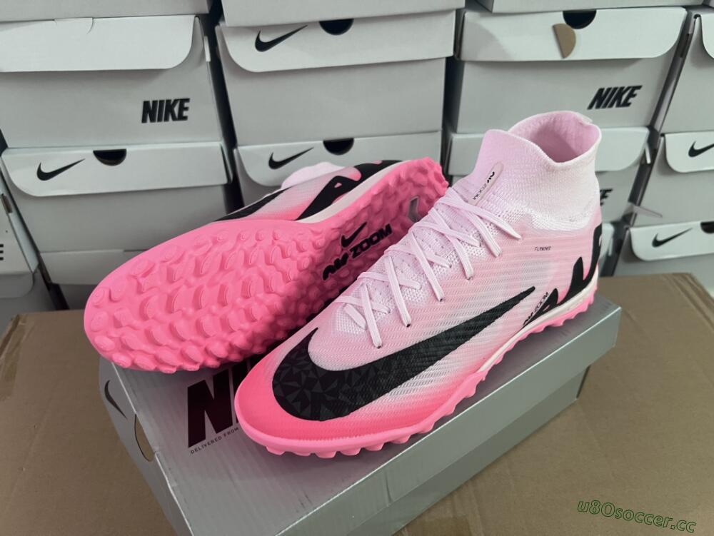 Unisex Nike Air Zoom Mercurial Superfly 9 Elite TF Artificial Turf High-Tops Football Boots - Pink/Pink/Black