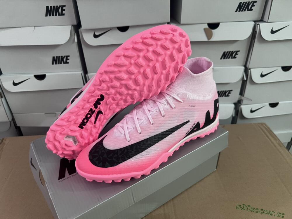 Unisex Nike Air Zoom Mercurial Superfly 9 Elite TF Artificial Turf High-Tops Football Boots - Pink/Pink/Black