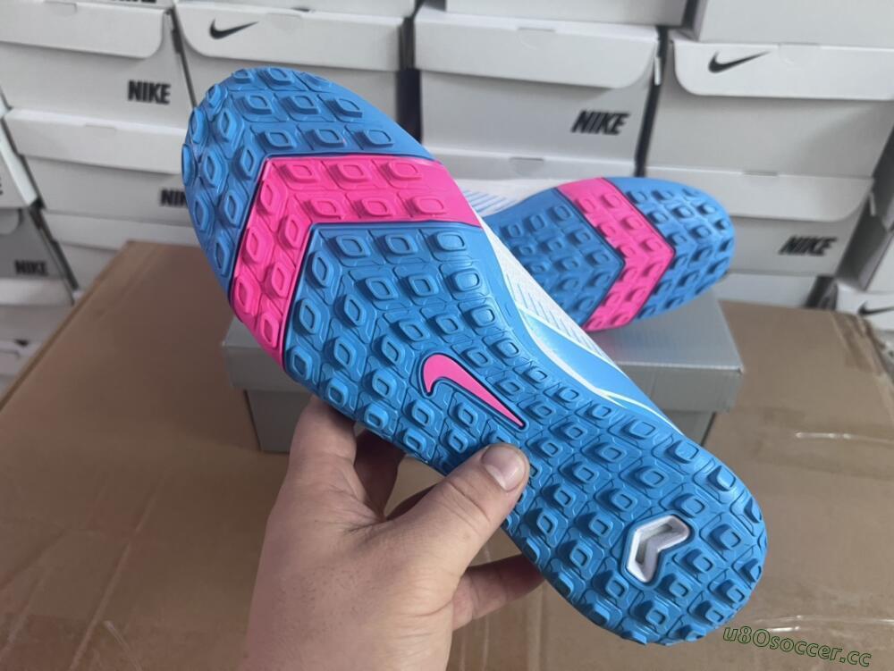 Unisex Nike Air Zoom Mercurial Superfly 10 Elite TF Artificial Turf High-Tops Football Shoes - White/Pink/Blue