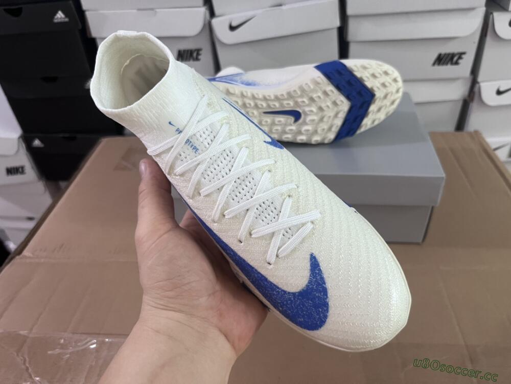 Unisex Nike Air Zoom Mercurial Superfly 10 Elite TF Artificial Turf High-Tops Football Shoes - Beige/Blue