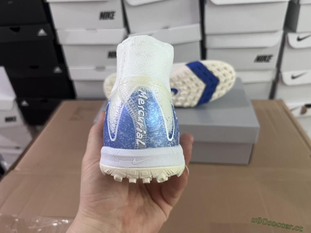Unisex Nike Air Zoom Mercurial Superfly 10 Elite TF Artificial Turf High-Tops Football Shoes - Beige/Blue