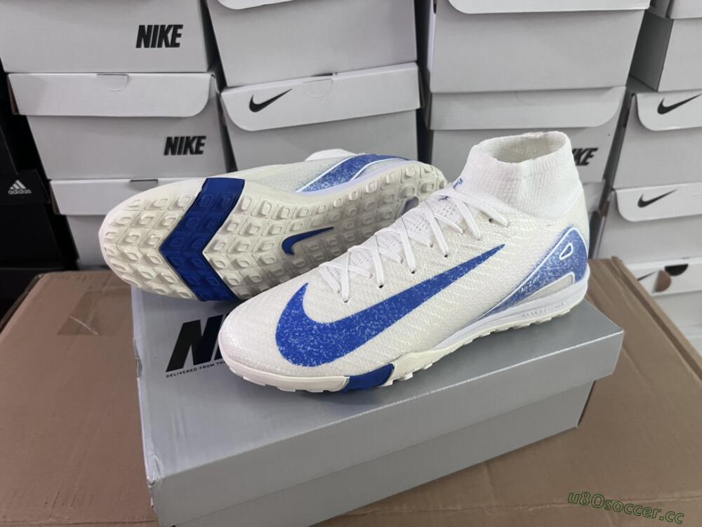Unisex Nike Air Zoom Mercurial Superfly 10 Elite TF Artificial Turf High-Tops Football Shoes - Beige/Blue
