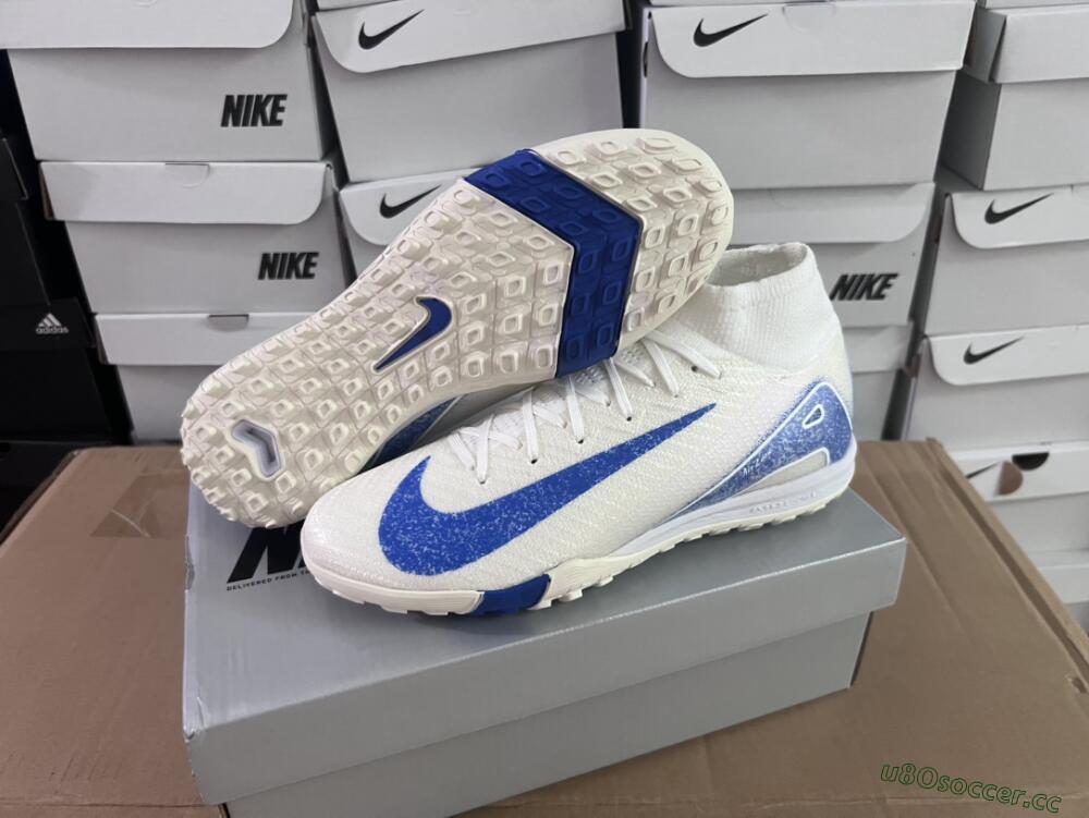 Unisex Nike Air Zoom Mercurial Superfly 10 Elite TF Artificial Turf High-Tops Football Shoes - Beige/Blue