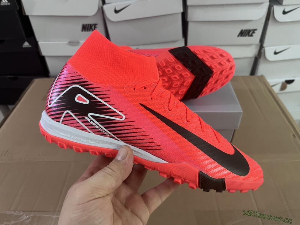 Unisex Nike Air Zoom Mercurial Superfly 10 Elite TF Artificial Turf High-Tops Football Shoes - Red/Black/White