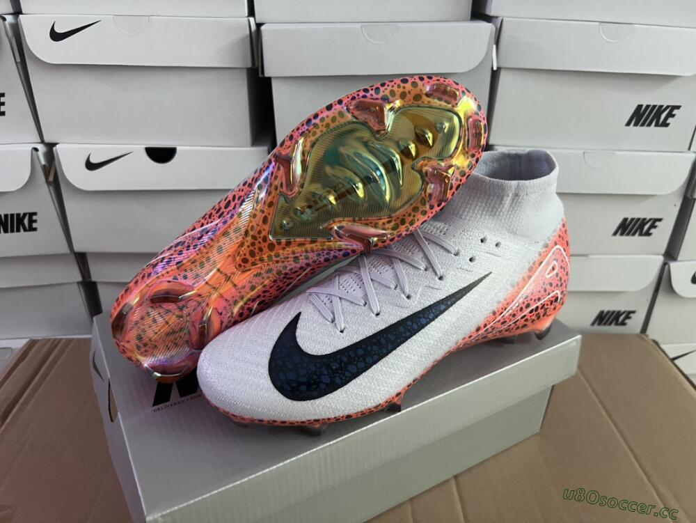 Men's Nike Air Zoom Mercurial Superfly 10 Elite FG Firm Ground High-Tops Football Boots - Grey/Leopard/Gold