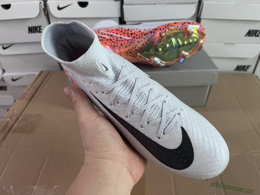 Men's Nike Air Zoom Mercurial Superfly 10 Elite FG Firm Ground High-Tops Football Boots - Grey/Leopard/Gold