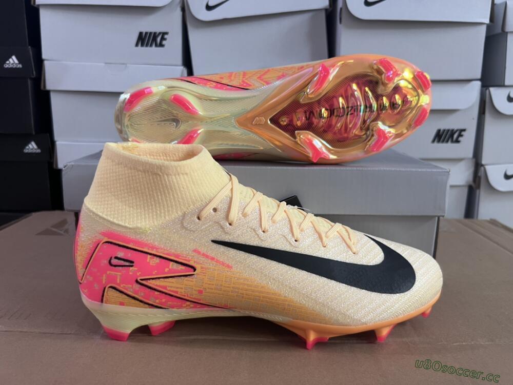 Men's Nike Air Zoom Mercurial Superfly 10 Elite FG Firm Ground High-Tops Football Boots - Yellow/Black/Pink/Gold