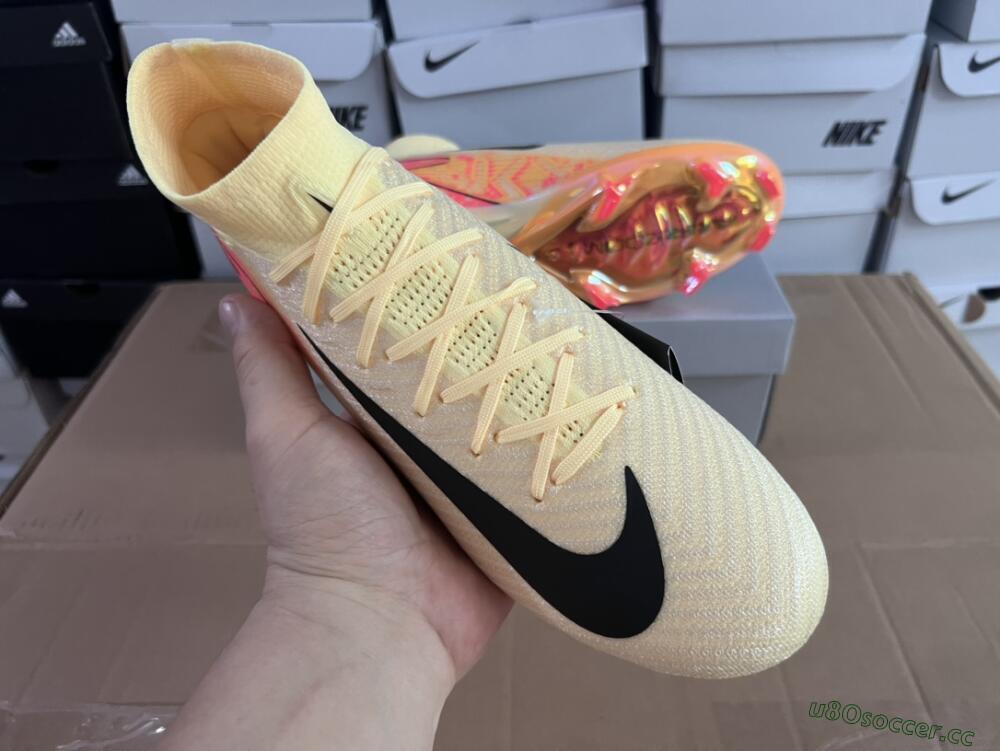 Men's Nike Air Zoom Mercurial Superfly 10 Elite FG Firm Ground High-Tops Football Boots - Yellow/Black/Pink/Gold