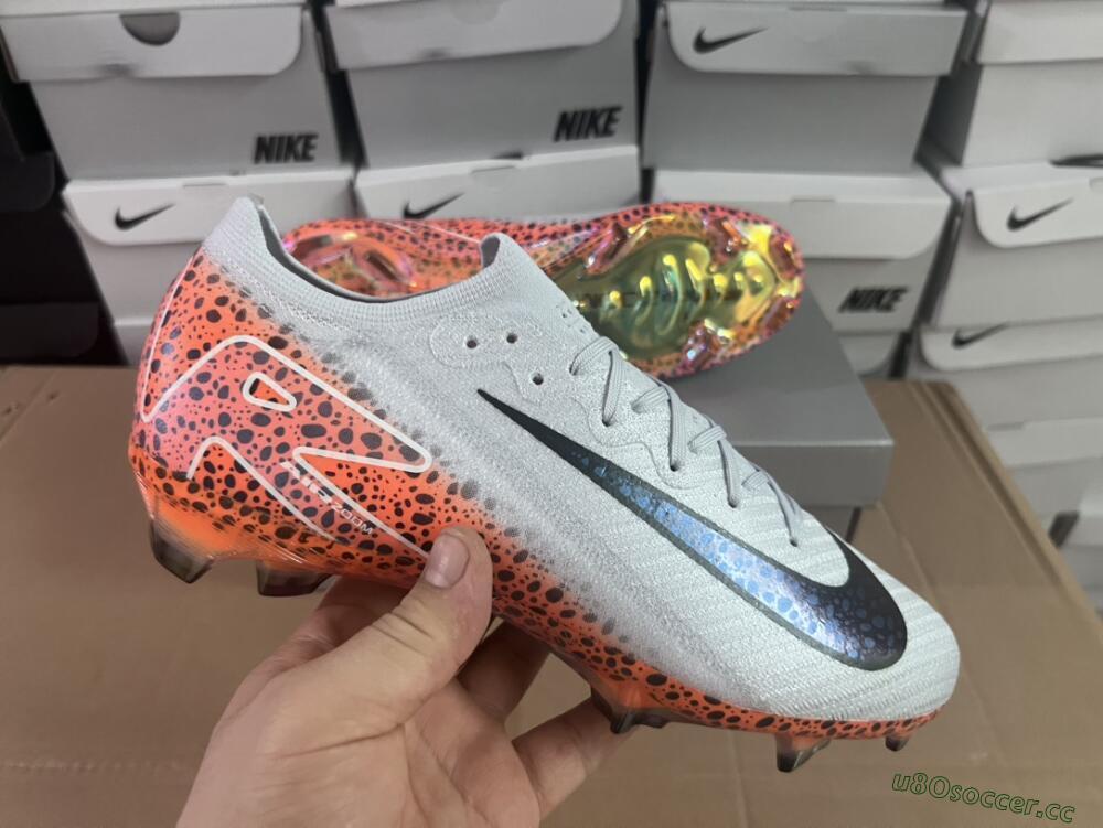 Men's Nike Air Zoom Mercurial Vapor 16 Elite FG Firm Ground Low-Tops Football Boots - Grey/Black/Leopard