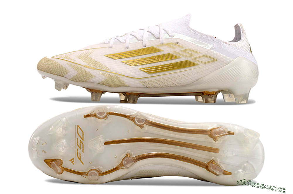 Men's Adidas F50 Elite FG Firm Ground Low-Tops Football Boots - White/Gold 1