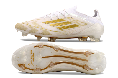 Men's Adidas F50 Elite FG Firm Ground Low-Tops Football Boots - White/Gold