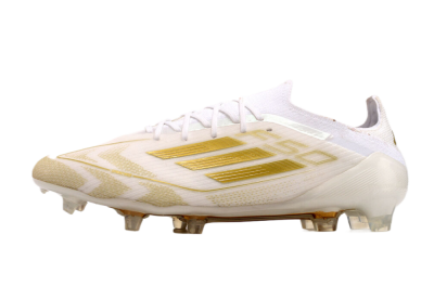 Men's Adidas F50 Elite FG Firm Ground Low-Tops Football Boots - White/Gold