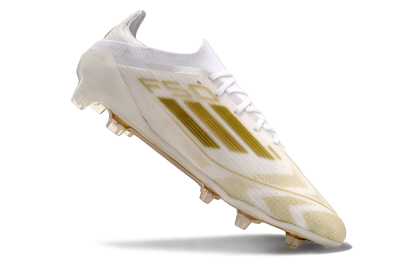 Men's Adidas F50 Elite FG Firm Ground Low-Tops Football Boots - White/Gold