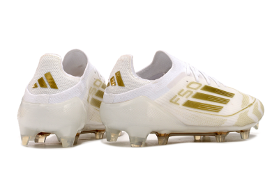Men's Adidas F50 Elite FG Firm Ground Low-Tops Football Boots - White/Gold