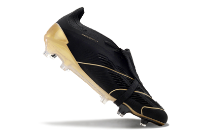 Men's Adidas Predator Elite Tongue FG Firm Ground Low-Tops Football Boots - Black/Gold