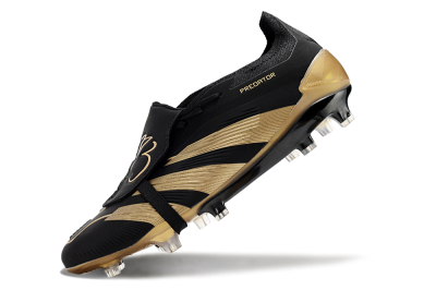 Men's Adidas Predator Elite Tongue FG Firm Ground Low-Tops Football Boots - Black/Gold