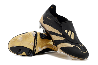 Men's Adidas Predator Elite Tongue FG Firm Ground Low-Tops Football Boots - Black/Gold