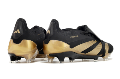 Men's Adidas Predator Elite Tongue FG Firm Ground Low-Tops Football Boots - Black/Gold