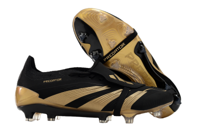 Men's Adidas Predator Elite Tongue FG Firm Ground Low-Tops Football Boots - Black/Gold