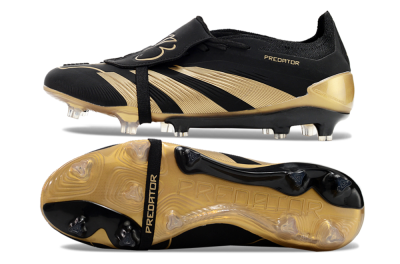 Men's Adidas Predator Elite Tongue FG Firm Ground Low-Tops Football Boots - Black/Gold