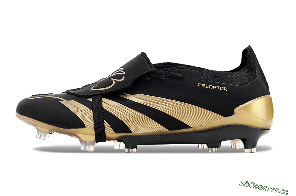 Men's Adidas Predator Elite Tongue FG Firm Ground Low-Tops Football Boots - Black/Gold 0