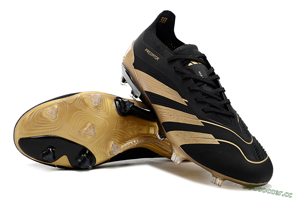 Men's Adidas Predator Elite Accuracy FG Firm Ground Low-Tops Football Boots - Black/Gold 3