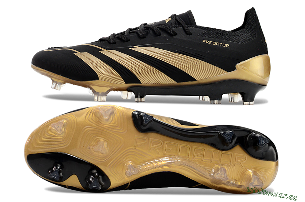 Men's Adidas Predator Elite Accuracy FG Firm Ground Low-Tops Football Boots - Black/Gold 1