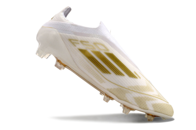 Men's Adidas F50 Elite Laceless FG Firm Ground Low-Tops Football Boots - White/Gold