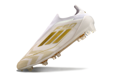 Men's Adidas F50 Elite Laceless FG Firm Ground Low-Tops Football Boots - White/Gold