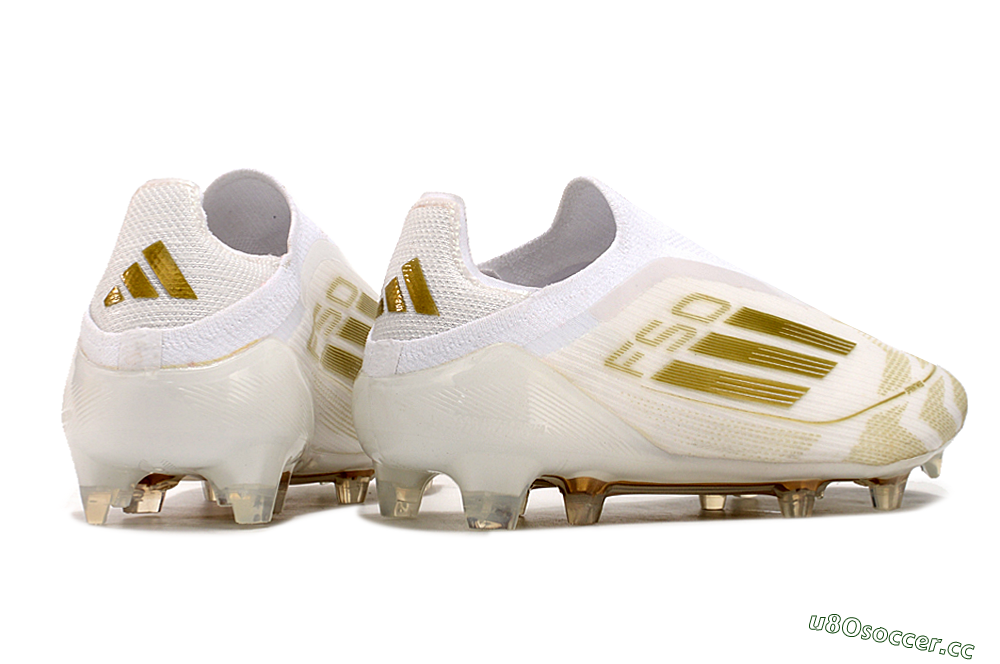 Men's Adidas F50 Elite Laceless FG Firm Ground Low-Tops Football Boots - White/Gold 6