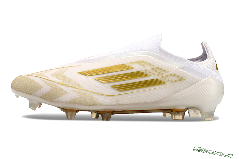 Men's Adidas F50 Elite Laceless FG Firm Ground Low-Tops Football Boots - White/Gold 0