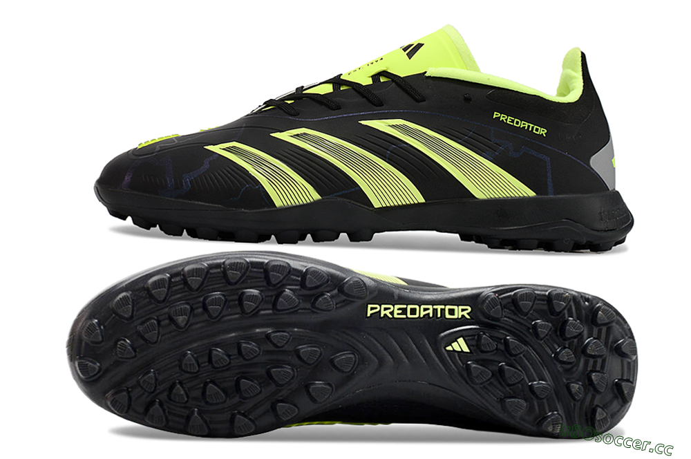 Unisex Adidas Predator 24 Elite TF Artificial Turf Low-Tops Football Shoes - Black/Yellow/Grey 1