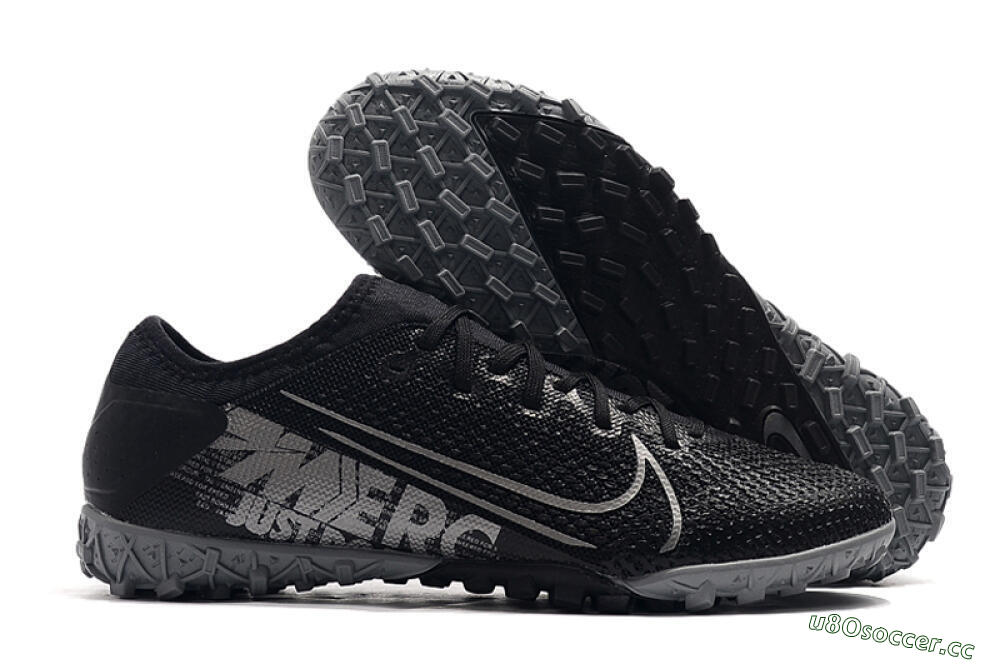 Men's Nike Air Zoom Mercurial Vapor 13 Elite TF Artificial Turf Low-Tops Football Shoes - Black/Silver/Grey 2