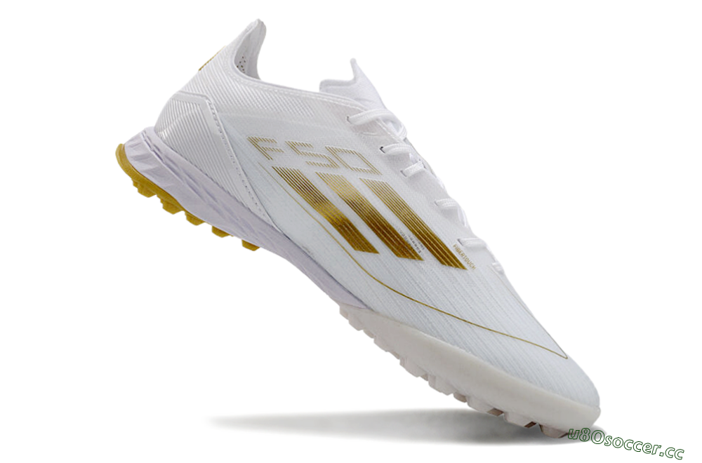 Men's Adidas F50 Elite TF Artificial Turf Low-Tops Football Shoes - White/Gold 4