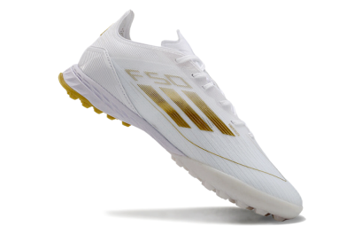Men's Adidas F50 Elite TF Artificial Turf Low-Tops Football Shoes - White/Gold