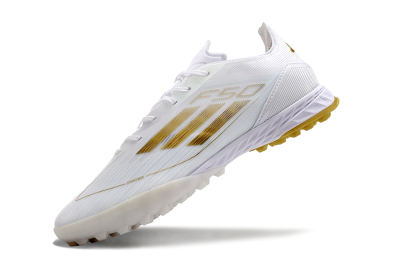 Men's Adidas F50 Elite TF Artificial Turf Low-Tops Football Shoes - White/Gold