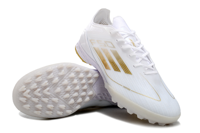 Men's Adidas F50 Elite TF Artificial Turf Low-Tops Football Shoes - White/Gold
