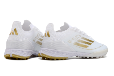 Men's Adidas F50 Elite TF Artificial Turf Low-Tops Football Shoes - White/Gold